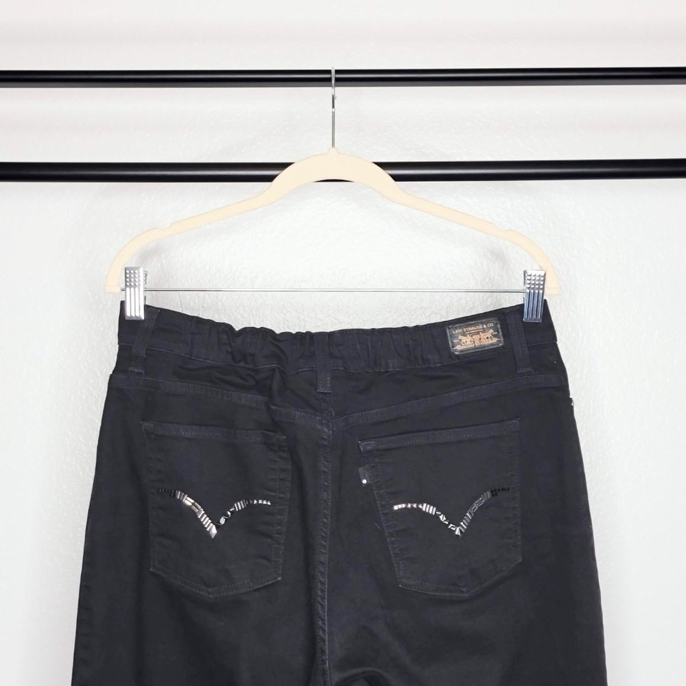 Levi's 512 '02 Perfectly Slimming Black Elastic Waist Beaded Skinny Jeans SZ 16 - Picture 8 of 10
